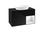 Villeroy und Boch Finion Waschtischunterschrank FA22GFPH 100cm, Abdeckplatte black matt, Regale Glossy white lacquer, Glossy Black Lacquer