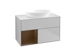 Villeroy und Boch Finion Waschtischunterschrank GA11GNGJ 100cm, Abdeckplatte white matt, Emotion, Regale Walnut Veneer, Light grey matt