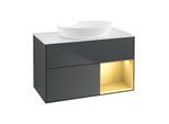 Villeroy und Boch Finion Waschtischunterschrank FA21HFHG 100cm, Abdeckplatte white matt, Regale Gold matt lacquer, Midnight Blue Matt Lacquer