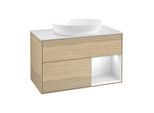 Villeroy und Boch Finion Waschtischunterschrank FA21MTPC 100cm, Abdeckplatte white matt, Regale White matt lacquer, Oak Veneer