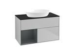 Villeroy und Boch Finion Waschtischunterschrank GA12HGGJ 100cm, Abdeckplatte black matt, Emotion, Regale Midnight matt lacquer, Light grey matt
