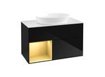 Villeroy und Boch Finion Waschtischunterschrank GA11HFPH 100cm, Abdeckplatte white matt, Emotion, Regale Gold matt lacquer, Glossy Black Lacquer