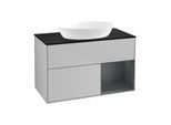 Villeroy und Boch Finion Waschtischunterschrank GA22HGGJ 100cm, Abdeckplatte black matt, Emotion, Regale Midnight matt lacquer, Light grey matt