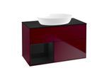 Villeroy und Boch Finion Waschtischunterschrank GA12PHHB 100cm, Abdeckplatte black matt, Emotion, Regale Glossy black lacquer, Peony Matt