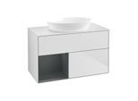 Villeroy und Boch Finion Waschtischunterschrank GA11HGMT 100cm, Abdeckplatte white matt, Emotion, Regale Midnight matt lacquer, White matt lacquer