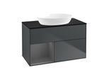 Villeroy und Boch Finion Waschtischunterschrank GA12GKHG 100cm, Abdeckplatte black matt, Emotion, Regale Anthracite matt lacquer, Midnight Blue Matt Lacquer