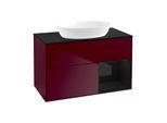 Villeroy und Boch Finion Waschtischunterschrank GA22PHHB 100cm, Abdeckplatte black matt, Emotion, Regale Glossy black lacquer, Peony Matt