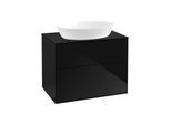 Villeroy und Boch Finion Waschtischunterschrank F99200PH 80x60,3cm, Abdeckplatte black matt, Glossy Black Lacquer