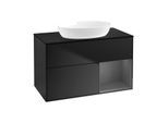 Villeroy und Boch Finion Waschtischunterschrank GA22GKPD 100cm, Abdeckplatte black matt, Emotion, Regale Anthracite matt lacquer, Black matt lacquer