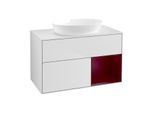 Villeroy und Boch Finion Waschtischunterschrank FA21HBMT 100cm, Abdeckplatte white matt, Regale Peony matt lacquer, White matt lacquer