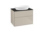 Villeroy und Boch Finion Waschtischunterschrank F99200HH 80x60,3cm, Abdeckplatte black matt, Sand Matt Lacquer