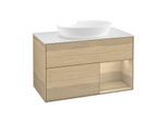 Villeroy und Boch Finion Waschtischunterschrank FA21PCPC 100cm, Abdeckplatte white matt, Regale Oak Veneer, Oak Veneer