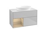 Villeroy und Boch Finion Waschtischunterschrank GA11PCGJ 100cm, Abdeckplatte white matt, Emotion, Regale Oak Veneer, Light grey matt