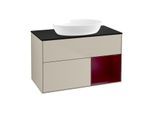 Villeroy und Boch Finion Waschtischunterschrank GA22HBHH 100cm, Abdeckplatte black matt, Emotion, Regale Peony matt lacquer, Sand Matt Lacquer