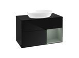 Villeroy und Boch Finion Waschtischunterschrank GA22GMPH 100cm, Abdeckplatte black matt, Emotion, Regale Olive matt lacquer, Glossy Black Lacquer