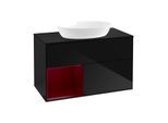 Villeroy und Boch Finion Waschtischunterschrank GA12HBPH 100cm, Abdeckplatte black matt, Emotion, Regale Peony matt lacquer, Glossy Black Lacquer