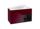 Villeroy und Boch Finion Waschtischunterschrank FA21PHHB 100cm, Abdeckplatte white matt, Regale Glossy black lacquer, Peony Matt