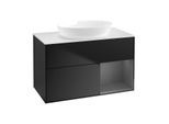 Villeroy und Boch Finion Waschtischunterschrank FA21GKPD 100cm, Abdeckplatte white matt, Regale Anthracite matt lacquer, Black matt lacquer