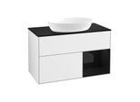 Villeroy und Boch Finion Waschtischunterschrank GA22PHGF 100cm, Abdeckplatte black matt, Emotion, Regale Glossy black lacquer, Glossy white lacquer