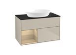 Villeroy und Boch Finion Waschtischunterschrank GA12PCHH 100cm, Abdeckplatte black matt, Emotion, Regale Oak Veneer, Sand Matt Lacquer