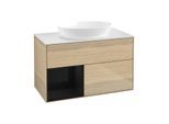 Villeroy und Boch Finion Waschtischunterschrank GA11PHPC 100cm, Abdeckplatte white matt, Emotion, Regale Glossy black lacquer, Oak Veneer