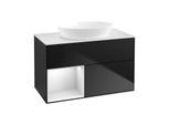 Villeroy und Boch Finion Waschtischunterschrank GA11MTPD 100cm, Abdeckplatte white matt, Emotion, Regale White matt lacquer, Black matt lacquer
