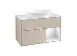 Villeroy und Boch Finion Waschtischunterschrank GA21MTHH 100cm, Abdeckplatte white matt, Emotion, Regale White matt lacquer, Sand Matt Lacquer