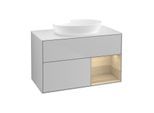 Villeroy und Boch Finion Waschtischunterschrank GA21PCGJ 100cm, Abdeckplatte white matt, Emotion, Regale Oak Veneer, Light grey matt