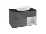 Villeroy und Boch Finion Waschtischunterschrank GA22GJGK 100cm, Abdeckplatte black matt, Emotion, Regale Light grey matt lacquer, Anthracite matt