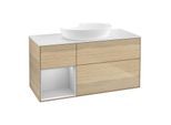 Villeroy und Boch Finion Waschtischunterschrank FA61GJPC 120cm, Abdeckplatte white matt, Regale Light grey matt lacquer, Oak Veneer
