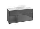 Villeroy und Boch Finion Waschtischunterschrank FA61GKGK 120cm, Abdeckplatte white matt, Regale Anthracite matt lacquer, Anthracite matt