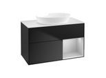 Villeroy und Boch Finion Waschtischunterschrank FA21GJPD 100cm, Abdeckplatte white matt, Regale Light grey matt lacquer, Black matt lacquer