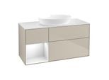 Villeroy und Boch Finion Waschtischunterschrank FA61GFHH 120cm, Abdeckplatte white matt, Regale Glossy white lacquer, Sand Matt Lacquer