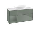 Villeroy und Boch Finion Waschtischunterschrank FA61GMGM 120cm, Abdeckplatte white matt, Regale Olive matt lacquer, Olive Matt Lacquer