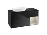 Villeroy und Boch Finion Waschtischunterschrank GA52HHPD 120cm, Abdeckplatte black matt, Emotion, Regale sand matt lacquer, Black matt lacquer