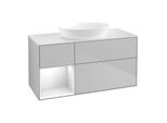 Villeroy und Boch Finion Waschtischunterschrank FA61GFGJ 120cm, Abdeckplatte white matt, Regale Glossy white lacquer, Light grey matt