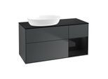 Villeroy und Boch Finion Waschtischunterschrank GA52PHHG 120cm, Abdeckplatte black matt, Emotion, Regale Glossy black lacquer, Midnight Blue Matt Lacquer