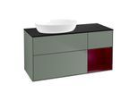 Villeroy und Boch Finion Waschtischunterschrank GA52HBGM 120cm, Abdeckplatte black matt, Emotion, Regale Peony matt lacquer, Olive Matt Lacquer