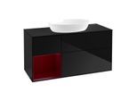 Villeroy und Boch Finion Waschtischunterschrank GA62HBPH 120cm, Abdeckplatte black matt, Emotion, Regale Peony matt lacquer, Glossy Black Lacquer