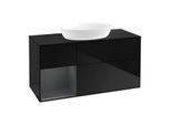 Villeroy und Boch Finion Waschtischunterschrank FA62HGPH 120cm, Abdeckplatte black matt, Regale Midnight matt lacquer, Glossy Black Lacquer
