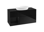 Villeroy und Boch Finion Waschtischunterschrank FA62PHPH 120cm, Abdeckplatte black matt, Regale Glossy black lacquer, Glossy Black Lacquer