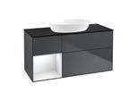 Villeroy und Boch Finion Waschtischunterschrank GA62GFHG 120cm, Abdeckplatte black matt, Emotion, Regale Glossy white lacquer, Midnight Blue Matt Lacquer