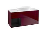 Villeroy und Boch Finion Waschtischunterschrank FA61PHHB 120cm, Abdeckplatte white matt, Regale Glossy black lacquer, Peony Matt