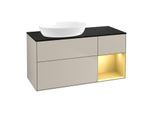 Villeroy und Boch Finion Waschtischunterschrank GA52HFHH 120cm, Abdeckplatte black matt, Emotion, Regale Gold matt lacquer, Sand Matt Lacquer