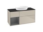 Villeroy und Boch Finion Waschtischunterschrank GA62GKHH 120cm, Abdeckplatte black matt, Emotion, Regale Anthracite matt lacquer, Sand Matt Lacquer