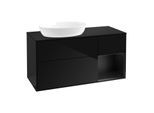 Villeroy und Boch Finion Waschtischunterschrank GA52PDPH 120cm, Abdeckplatte black matt, Emotion, Regale Black matt lacquer, Glossy Black Lacquer