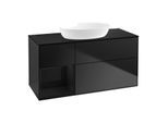 Villeroy und Boch Finion Waschtischunterschrank FA62PHPD 120cm, Abdeckplatte black matt, Regale Glossy black lacquer, Black matt lacquer