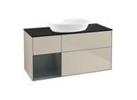 Villeroy und Boch Finion Waschtischunterschrank GA62HGHH 120cm, Abdeckplatte black matt, Emotion, Regale Midnight matt lacquer, Sand Matt Lacquer