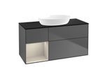 Villeroy und Boch Finion Waschtischunterschrank GA62HHGK 120cm, Abdeckplatte black matt, Emotion, Regale sand matt lacquer, Anthracite matt