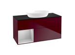 Villeroy und Boch Finion Waschtischunterschrank GA62GJHB 120cm, Abdeckplatte black matt, Emotion, Regale Light grey matt lacquer, Peony Matt